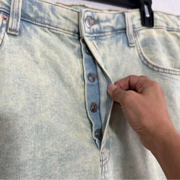 NWT Wild Fable Highest Rise 90’s Straight Jeans Lime Green Acid Wash Sz 16 - Picture 5 of 11